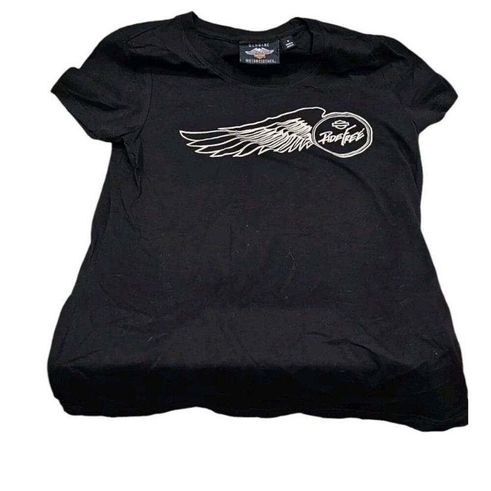 Ladies Harley Davidson Medium T-shirt Ride Free Short Sleeve Black NWOT